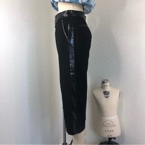 Marc Jacobs Cropped Patient Leather Stripe Slacks